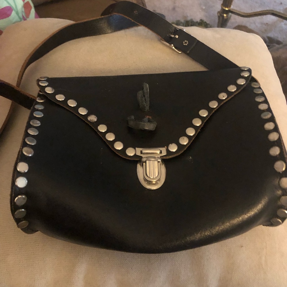 Black Studded Leather Crossbody Bag - $40 or $35 w/offer